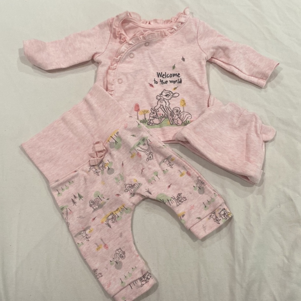 Disney matching sets, NB newborn color pink Bambi edition